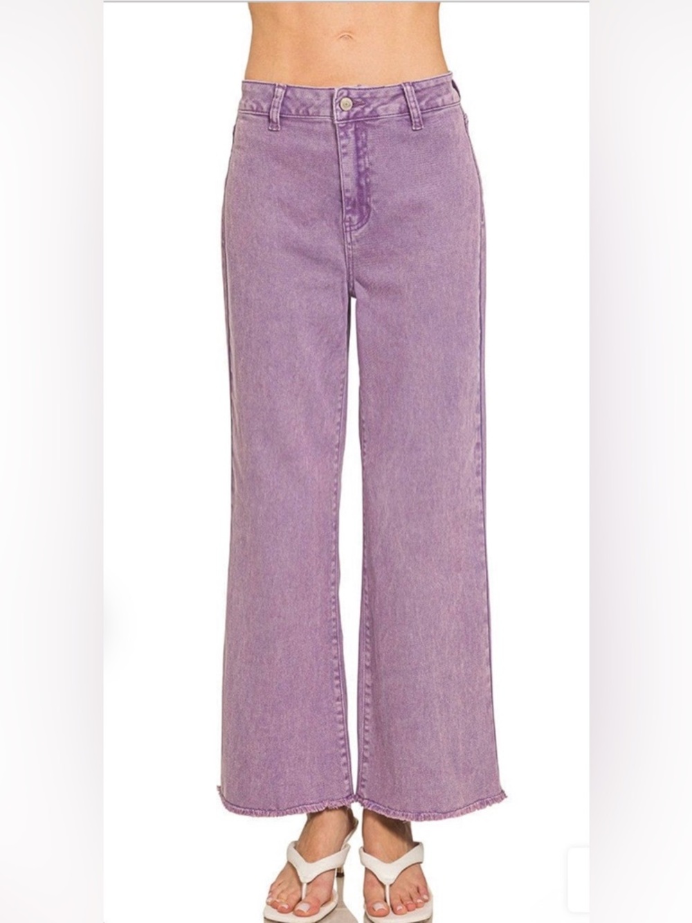 Zenana Outfitters Lavender Wide-Leg Jeans for Women: Size Large
